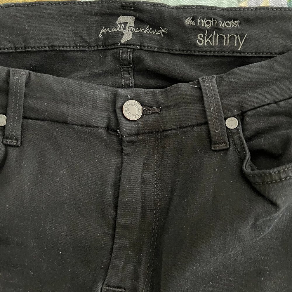 7 For All Mankind 'Slim Illusion Luxe' High Waist Skinny Jeans (Black) Size 31 - Picture 4 of 7